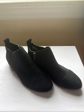 TOMS Black Suede Chelsea Reese Booties Ankle Boots